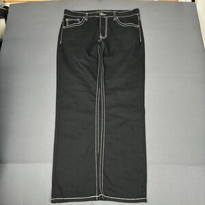 True Luck Men's Black Stitch Flap Embroidered Straight Leg Jeans Size 36x31